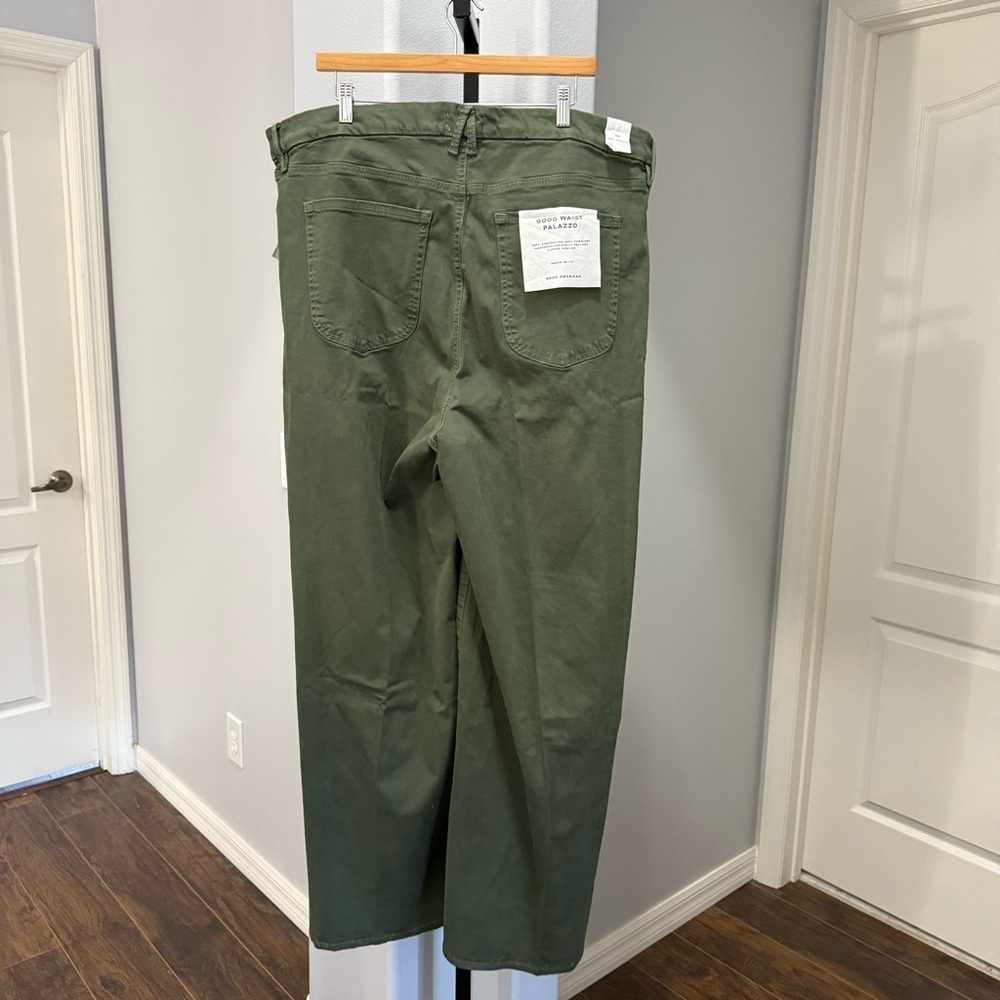 Good American Women's Size 24 Green Good Waist‎ Palazzo Wide Leg Pant Jeans - Picture 10 of 11